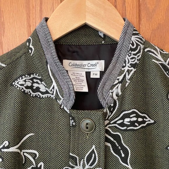 Coldwater Creek Jacket Blazer Womens PM Mandarin Collar Floral Lined Long Sleeve - Picture 6 of 11